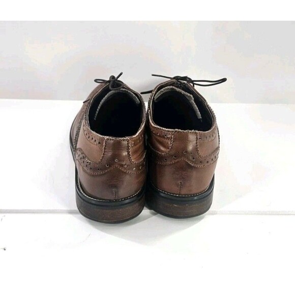 Steve Madden Ethin-2 leather lace-up brown dress shoe Wingtip Rubber Sole Sz 12 - Picture 9 of 13